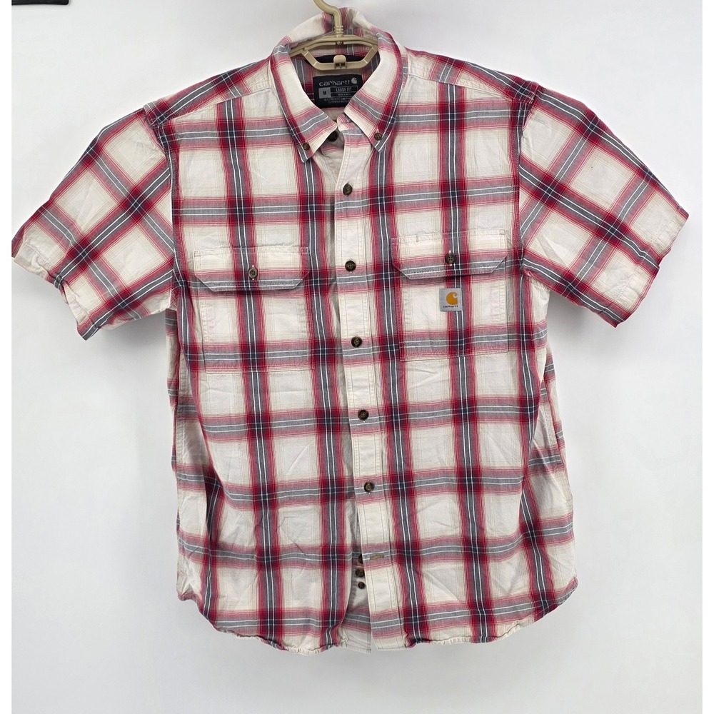Carhartt Mens Size M Medium Short Sleeve Plaid Button Down Work Shirt Gorpcore